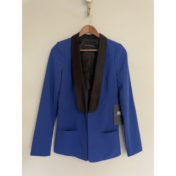 Rock & Republic Jackets & Blazers - Rock & Republic Dazzling Blue Blazer With Black Lapel. Size XS. NWT. Career.